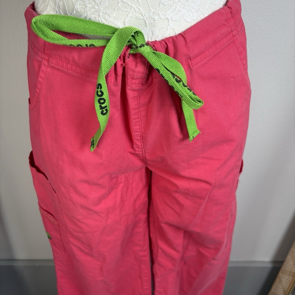 Crocs Womens M Pink Scrub Pants Medical Nursing Y2K Cargo Cotton Blend - Picture 4 of 16